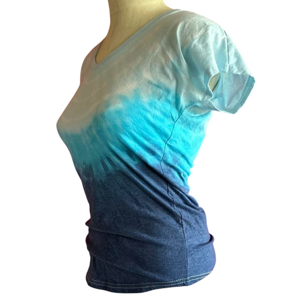 Womens Top Size Small Blue Tie Dye Handcrafted Hippie Festival Casual Travel Fun - Picture 2 of 6